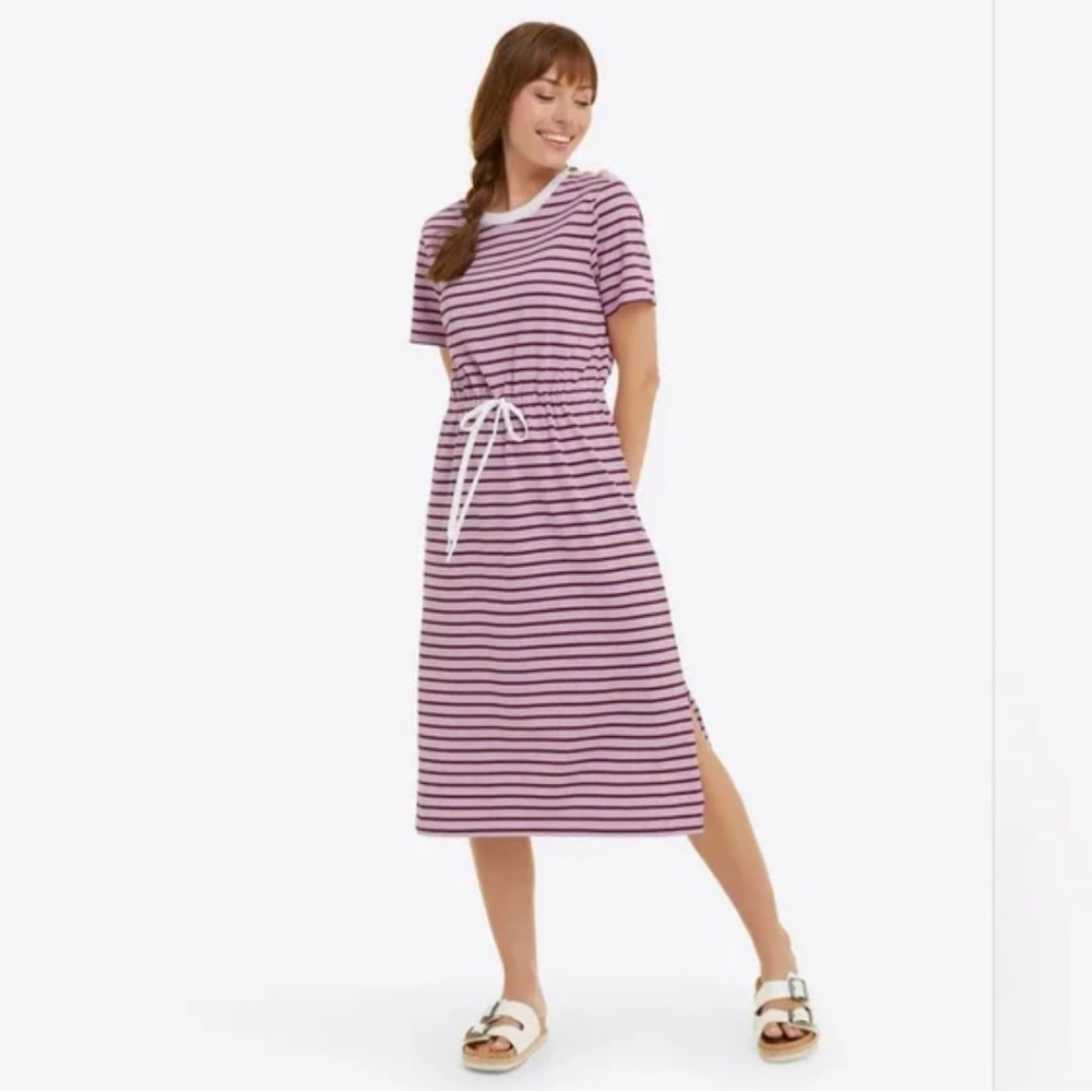 Draper James Tie Waist Midi T-Shirt Nautical Dress
Mariner Stripe Size Small